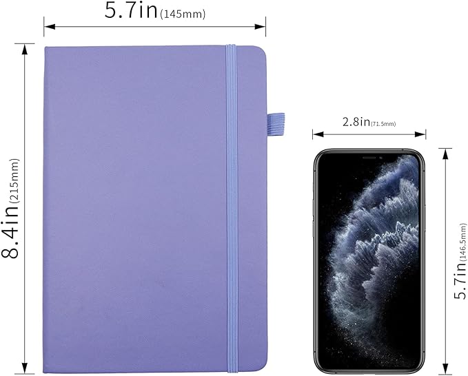 Deziliao Lined Journal Notebooks with Pen Loop, Hardcover Notebook Journal for Work, 100Gsm Premium Thick Paper with Inner Pocket, Medium 5.7"x8.4", （Purple, Ruled）