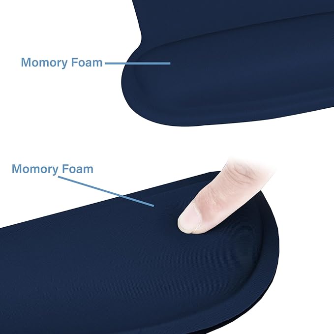 MOSISO Wrist Rest Support for Mouse Pad & Keyboard Set, Ergonomic Mousepad Non-Slip Base Home/Office Pain Relief & Easy Typing Cushion with Neoprene Cloth & Raised Memory Foam, Haze Blue