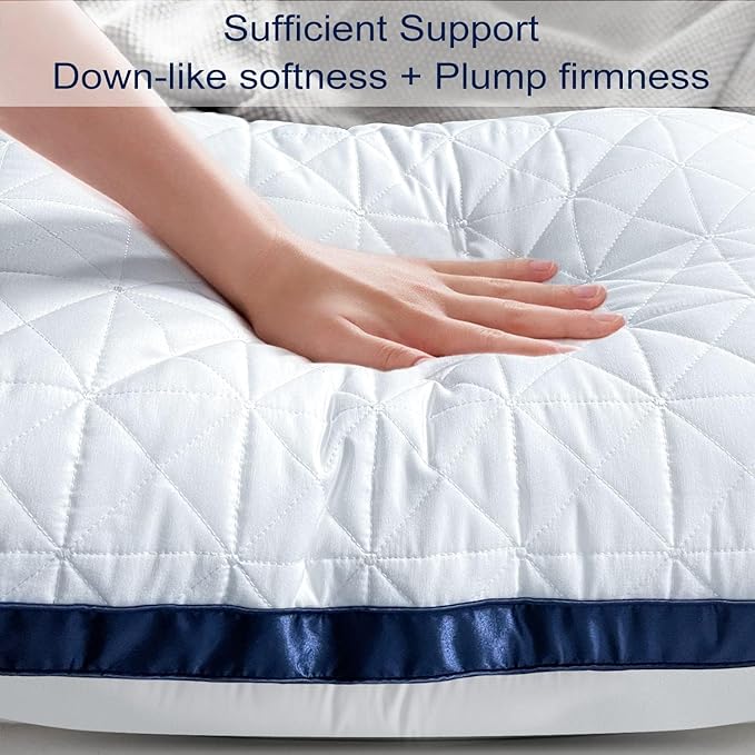 King Size Pillows Set of 4 - Cooling Hotel Luxury Bed Pillows for Sleeping 4 Pack, Supportive Breathable Down Alternative Gusseted Pillow for Side Stomach or Back Sleepers