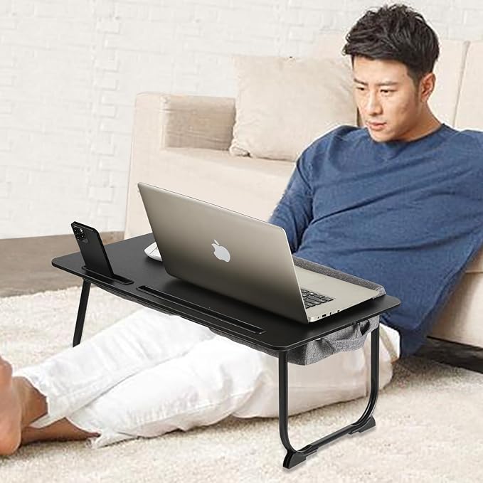 Laptop Desk,Lap Desk with Cushion, Suitable for 17 inch laptops, Comes with Mouse pad, Phone, iPad Card Slot, can be Folded, Suitable for use on beds, Sofas, and Cars