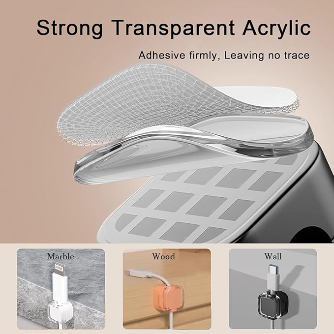 IFNOW 6 Pack Magnetic Cable Clips Cord Organizer Orange Self Adhesive Cord Holder Under Desk Cable Management for Home, Office, Car, Desk, Nightstand