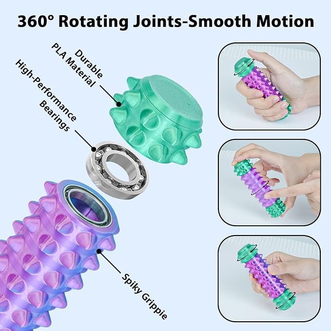 Little Pain Stim Ouchies Fidget Toys for Adults,3D Printed Spiky Pain Stim, Sensory Fidget for Stress & Anxiety Relief, ADHD, Autism,Office Desk Toys, Gifts for Men & Friends (Purple Green)