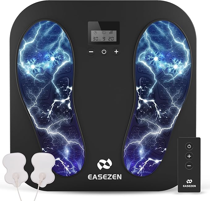 Foot Massager for Neuropathy, Rechargeable TENS EMS Foot Stimulator with 10 Modes 20 Intensities, Feet Circulation Stimulator for Neuropathy, Plantar Fasciitis, Gifts for Mom Dad