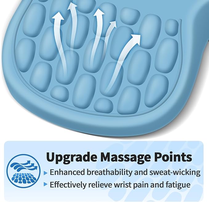 Ergonomic Mouse Pad with Wrist Rest Support, Mousepad with Comfortable Memory Foam Wrist Rest and Non-Slip PU Base for Pain Relief, Computer, Laptop, Office, Home (Blue)