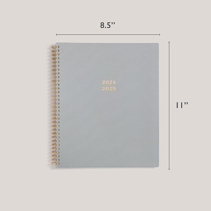 Blue Sky 17 Month 2024-2025 Academic Year Weekly and Monthly Planner From August 2024 - December 2025, 8.5" x 11", Flexible Cover, Wirebound, Silver Metallic (150659)