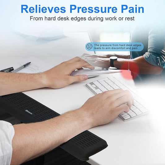 UnivoColors PostureUp L-Shaped Desk Long Wrist Rest & Elbow Rest, Non-Slip, Memory Foam, Desk Edge Support, Ergonomic Design for Long-Hour Work (23.6 * 3.9 inch One-Piece Design)