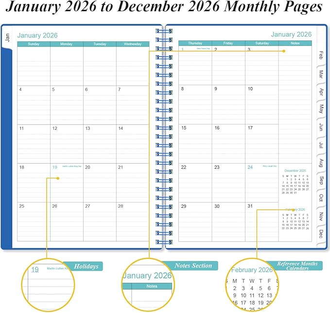 2026 Appointment Book & Planner - 2026 Daily Hourly Planner from January 2026 - December 2026, Weekly Appointment Book with 30-Minute Interval, Medium 6.4" x 8.5", Blue-B