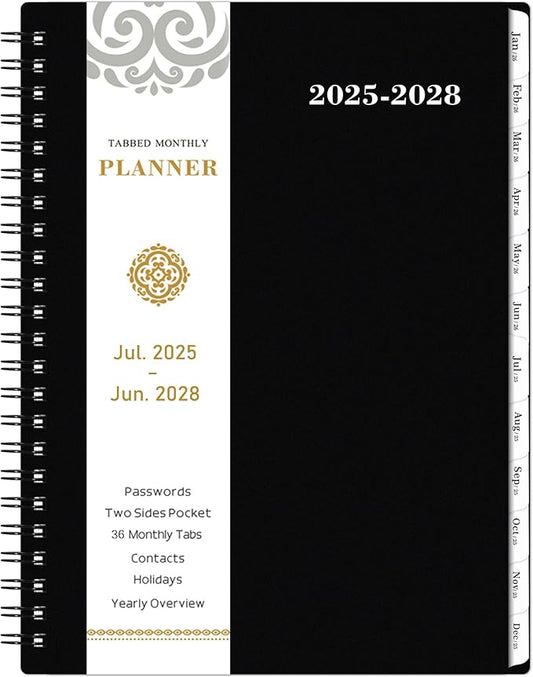 2025-2028 Monthly Planner/Calendar - 3 Year Monthly Planner 2025-2028, JUL 2025 - JUN 2028, 6.2" x 8.3", Inner Pocket, Polypropylene Cover, 36-Month Tabs