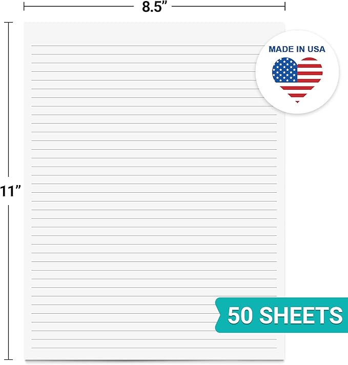 321Done Ruled Notepad (8.5" x 11") College-Ruled Line Spacing, 50 Sheets, Large Letter Size Glued Edge Notepad, Tear Off, Planning Memo Pad, Made in USA - Unisex Minimalist Simple Lined