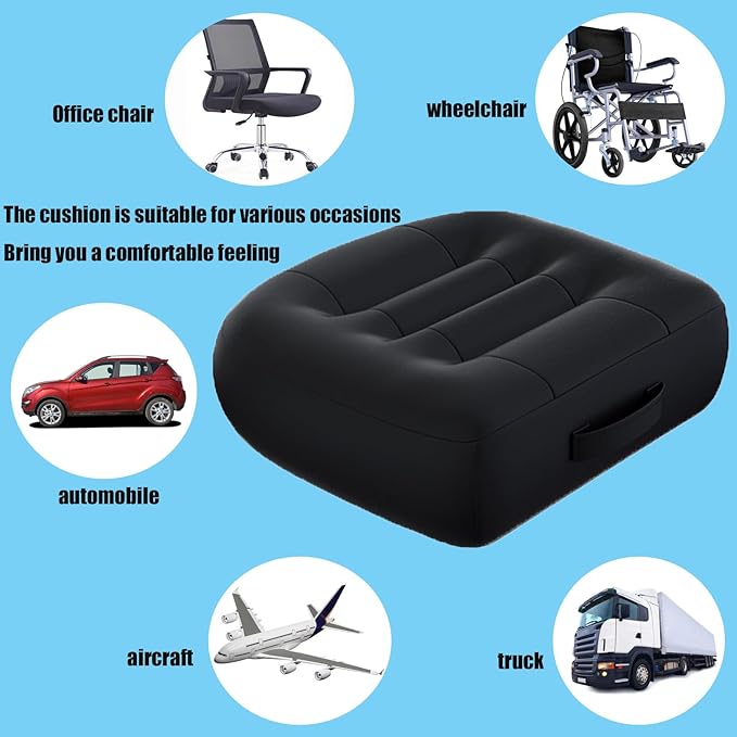 drivers seat booster cushion for adults/Car Booster Seat for Short Drivers/Increase The Field of View by 12cm/ 4.7in,Improve comfort，Ideal for suitable for car/office/home/wheelchair/Black