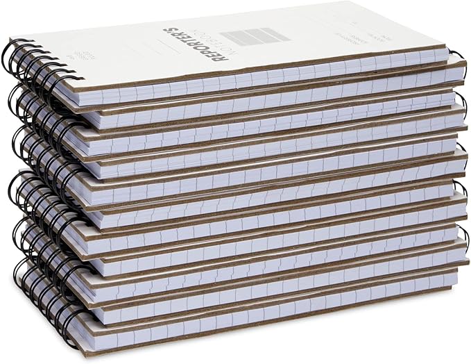 Juvale 12-Pack Reporters Notebook - 4 x 8 in White Top-Bound Spiral Soft Cover - 70 Sheets/140 Pages per Pad - Portable Pocket Notepads for Journalists & Detectives - Durable Lay-Flat Writing