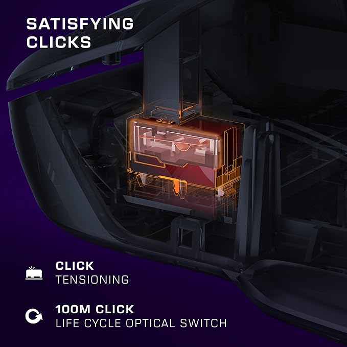 Turtle Beach Kone II Air – Wireless Ergonomic RGB Gaming Mouse, 350-Hr Battery, 26K DPI Optical Sensor, 100M Click Optical Switches, 21 Customizable Inputs, 4D Free-Spin Scroll Wheel – Ash Black