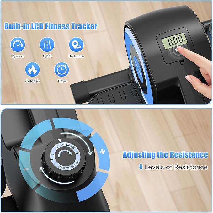 ANCHEER Under Desk Elliptical, Under Desk Bike Pedal Exerciser, Ultra-Quiet Mini Elliptical Machines for Home Office Use, Fully Assembled Leg Exerciser 2 in 1 Seated Standing Elliptical