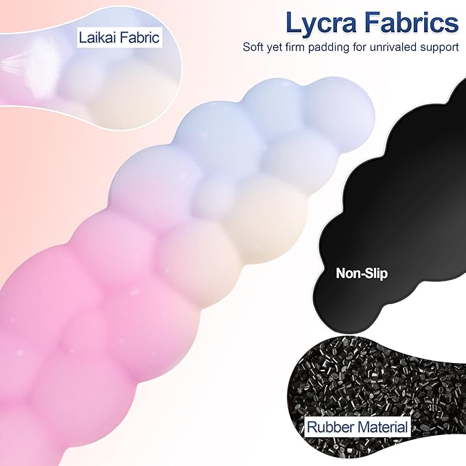 Cloud Wrist Rest Set for Keyboard and Mouse, Includes Cute Coaster, with Computers and Laptops（Colorful Set）