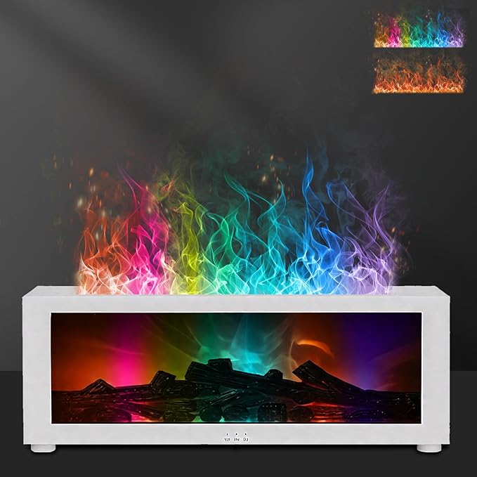 Fireplace Diffuser Humidifier,Fireplace Aromatherapy Essential Oil Diffuser, Ultrasonic Colorful Cool Mini Flame Fire Aroma Humidifier with Timer for Home,Bedroom,Office,Yoga