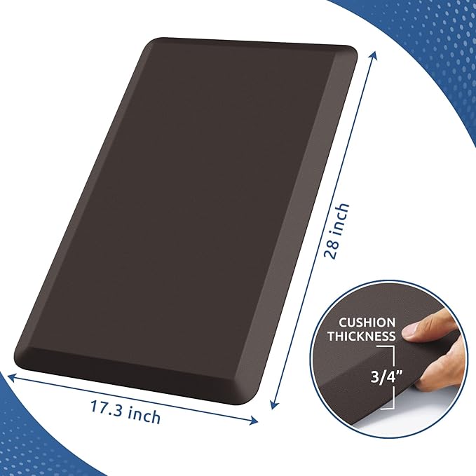 KitchenClouds Kitchen Mat Cushioned Anti Fatigue Kitchen Rug Non Slip Standing Mat Comfort Floor Mats for Sink Office (17.3"x28"- 0.8inch)