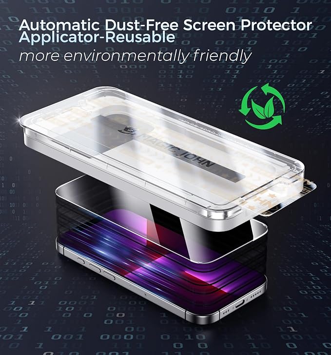 MAGIC JOHN 3rd Gen Upgraded for iPhone 13ProMax/14Plus Screen Protector 6.7 Inch,HD Clear,Shatterproof Tempered Film,Auto Dust-Elimination,Bubble Free,Easy Installation,2 Pack