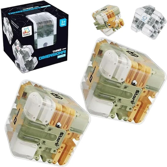 Large Labyrinth 3D Puzzle Maze Cube, Magic Cube Maze Ball Puzzle, Challenging Logic Puzzles Ball Stress Cubes, Stress Relief Toys Adults, Educational Focus Game Gift for Adults Teens (Style B*2)