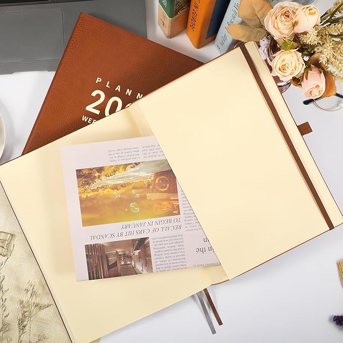 2026 Planner - 2026 Planner Weekly and Monthly, January 2026 - December 2026, 8.5" x 11", Pen Holder, Calendar Stickers, Pocket, 25 Notes Pages, Faux Leather Cover, A4 Premium Paper - Brown