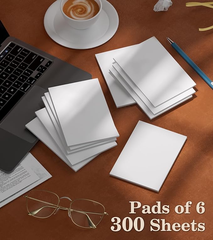 Note Pads 4x6 - Notepad - 10 Pads - 50 Sheets per Notepads - Small Writing Pads White Paper - Blank Note Pads - Server Memo & Scratch Pads 4x6'', Pocket Note Pad with Clean Sheets for Office