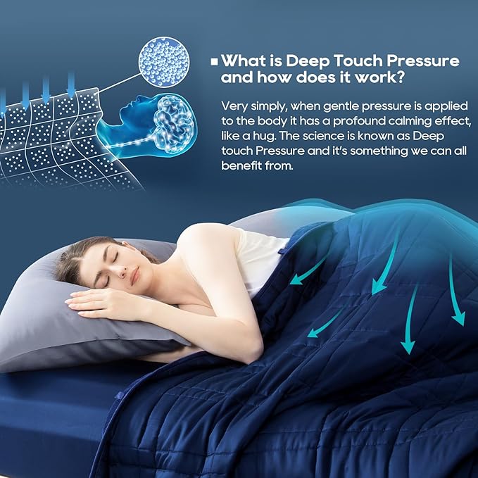 King Size Weighted Blanket 45lb(88''x104'', Dual-Sided), Cozy Warm Velvet & Cooling Tencel Fabric Reversible King Weighted Blanket for Adults & Couples All Season Use - Carry Bag Included, Navy Blue