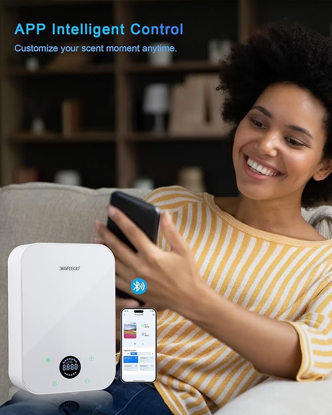 Waterless Oil Diffuser - Pure Essential Oil Diffuser with App Control - 150ml/1700 Sq.Ft. Coverage for Effective Aromatherapy in Home/Office/Hotel (White)