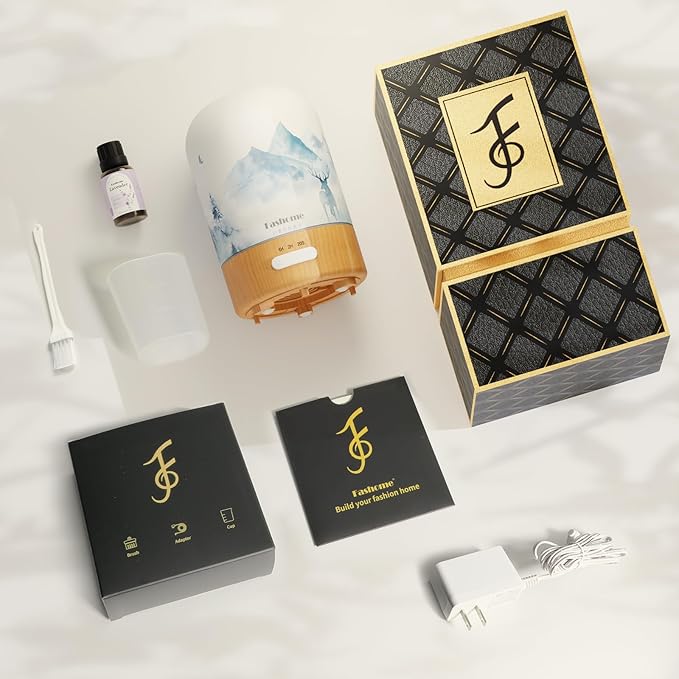 Essential Oil Diffuser with Lavender Oil, 100ml Ultrasonic Aromatherapy Humidifier, 6 in 1 Scent Vaporizer with Timer and Auto-Off (Winter-Lavender)