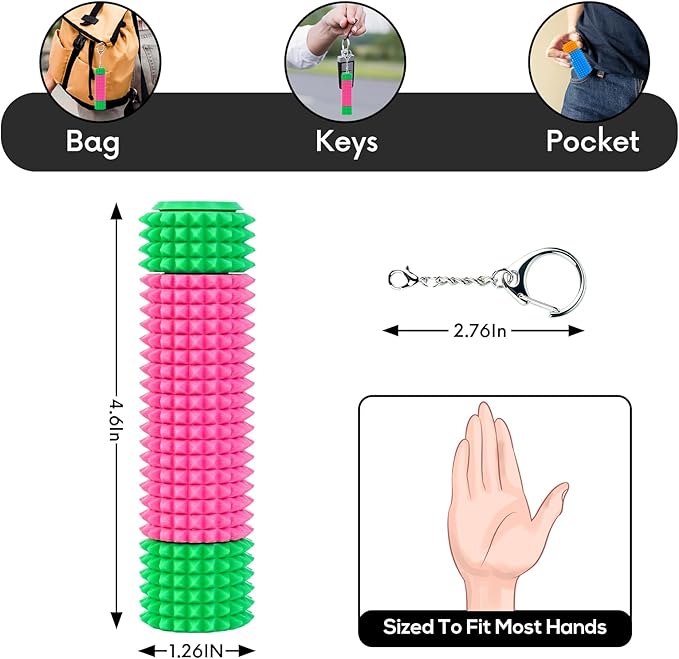 Little Pain Stim Ouchies Fidget Toys for Adults,3D Printed Spiky Pain Stim, Sensory Fidget for Stress & Anxiety Relief, ADHD, Autism,Office Desk Toys (Green Red + Blue Orange)