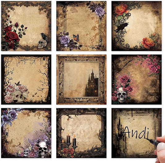 Gothic Sticky Notes Gifts - 9 Pack Gothic Sticky Notes 3x3 Goth Office Supplies Goth Style Design Self-Stick Notepads Creepy Spooky Memo Post Pads School Office Supplies 450 Sheets