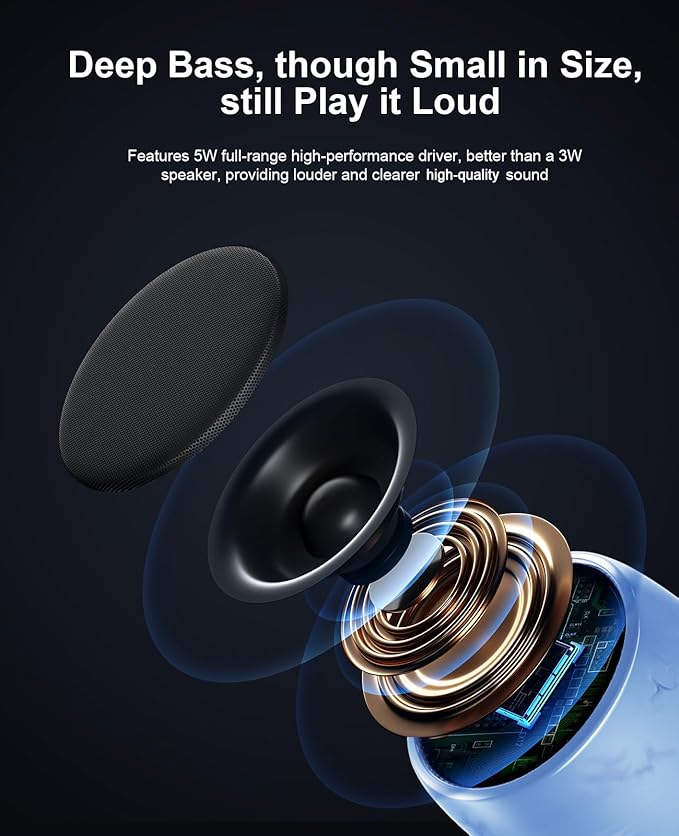 comiso Small Bluetooth Speaker, IPX7 Waterproof Speaker with Robust Bass and Stereo Sound, Wireless Speakers with Hands-Free Call, Portable Speakers for Hiking, Car or Trip, Ideal Gift for Men, Women