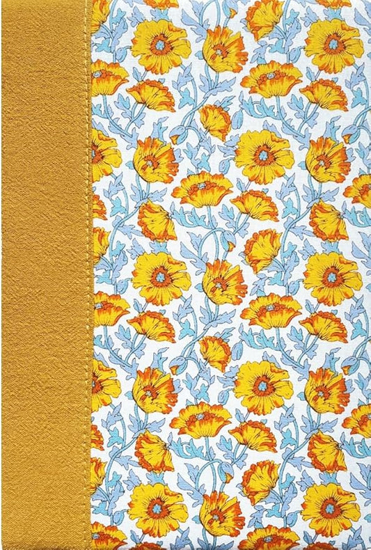 Flower Notebook, Hardcover Journal, Ruled Notebook, A5, 6x8, Floral Printed Fabric Cover, Personal Journal, Lay Flat, Gratitude Journal, Orange Notebook, Sunflower Gifts for Women