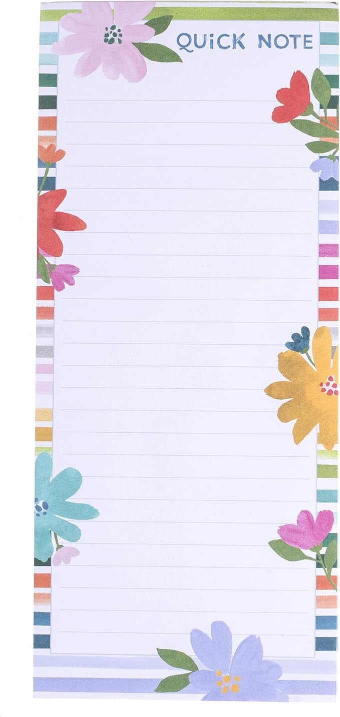 Graphique Magnetic Notepad - Bright Flower Power Quick Note Grocery and Shopping List - Fun Decorative To-Do List - Perfect House Warming Gifts - 100 Tear off Sheets (4" x 9.25" x .5")
