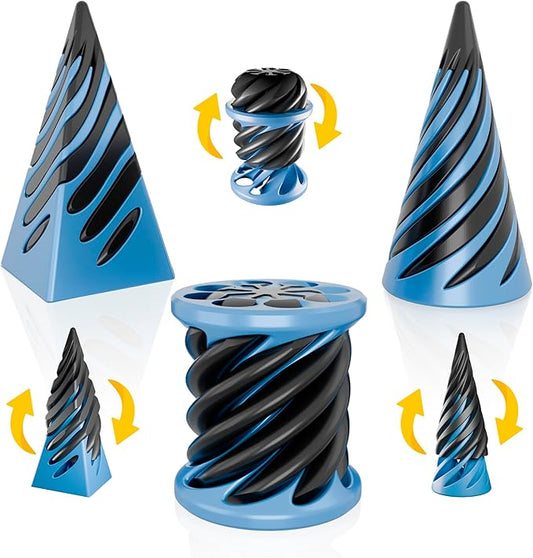 Sensory Fidget Toys Adults and Kids – Set of Spiral Cone, Impossible Cone, and Pyramid Passthrough Sculpture – 3D Printed Fidget Toys, Stress Relief, Relaxing Tactile Desk Set, Pack of 3
