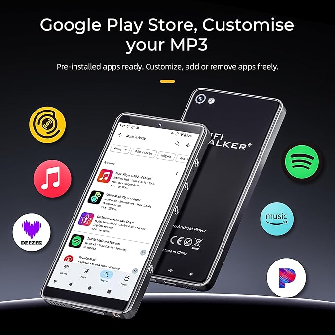 G7 Pro MP3 Player with Dual Cameras, Android 13, 3GB RAM+32GB ROM, Bluetooth 5.0, WiFi, 5.2" Touchscreen, Spotify, MP4 Music Player with Speaker, YouTube, Audible, 160GB Expandable