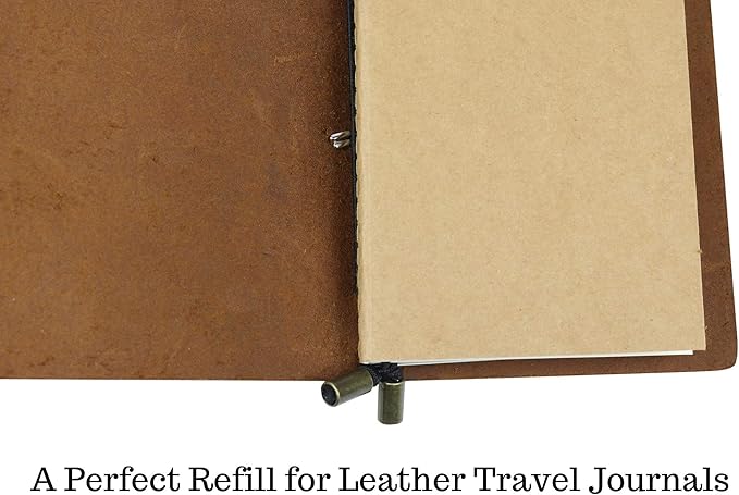 WANDERINGS Dotted Regular Size Travelers Notebook Inserts | 4.25" x 8.25"/11cm x 21cm | 100 gsm Paper | 3 Hand-Stitched Booklets/180 Pages | Travelers Notebook Refills for Journals, Diaries, Planners