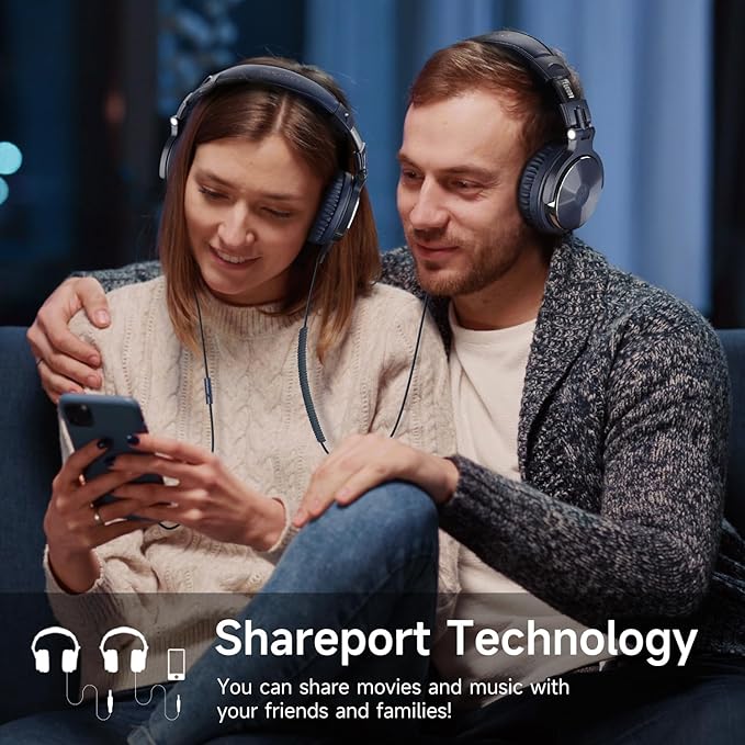 OneOdio Wired Over Ear Headphones Studio Monitor & Mixing DJ Stereo Headsets with 50mm Neodymium Drivers and 1/4 to 3.5mm Jack for AMP Computer Recording Podcast Keyboard Guitar Laptop - Dark Blue