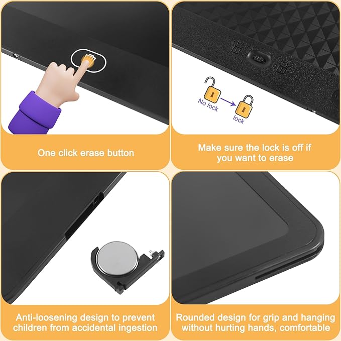 LCD Writing Tablet for Kids & Adults, Etch a Sketch Travel Essentials - 16 Inch Black