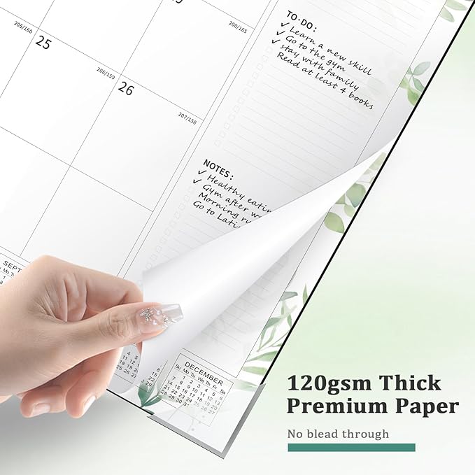 Ospelelf Desk Calendar 2025-2026 Large 22"x17" Monthly Family Planner Pad with Protective Cover 18 Months July 2025 to December 2026 Floral Green