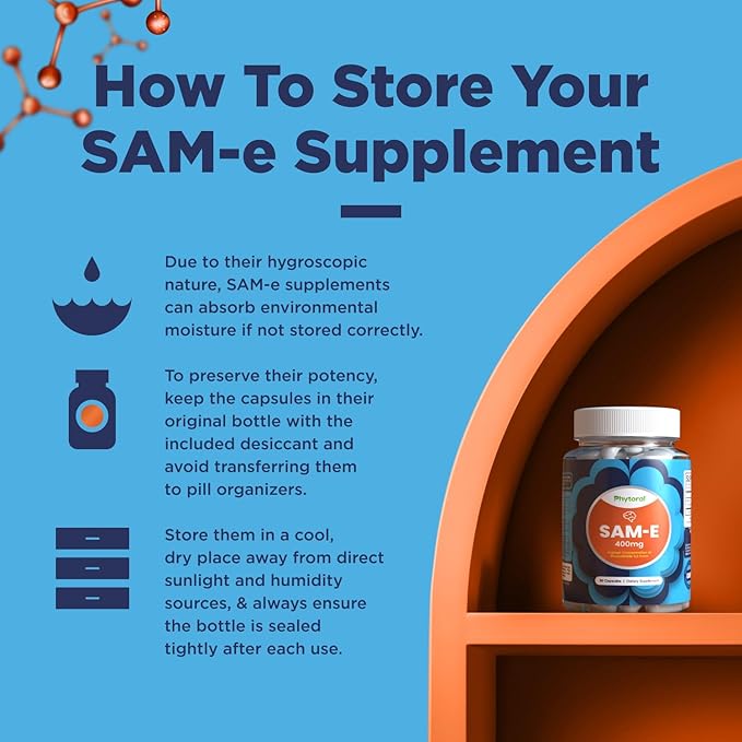 Pure SAM E Supplement 400mg - Nootropic SAM E 400mg Per Serving for Memory & Brain Support, Joint & Liver Health - Natural S-adenosylmethionine for Mood Balance - 90 Capsules