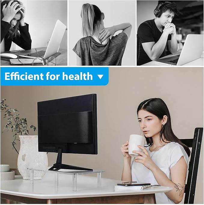Sumerflos Clear Acrylic Monitor Laptop Stand, Sturdy and Save Space Computer Laptop Monitor Riser Stand for Home Office Desktop Universal Stand with Anti-Slip Pads
