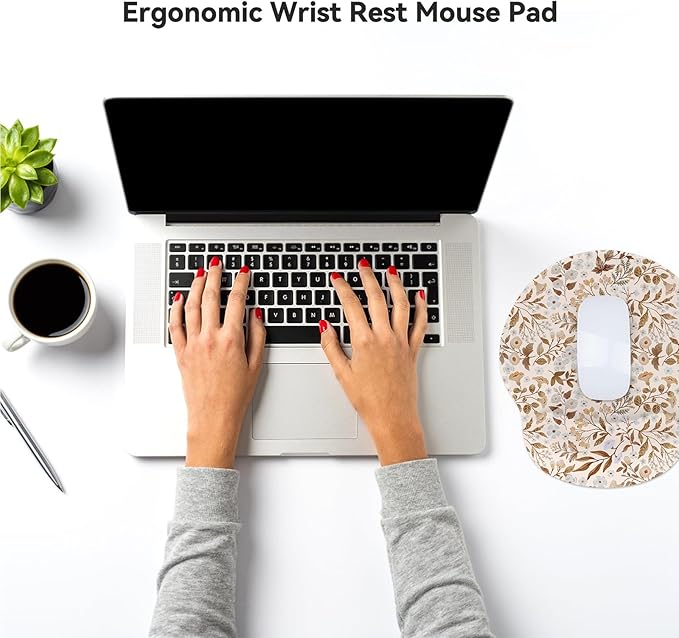 RICHEN Ergonomic Mouse Pad with Wrist Support,Non-Slip Rubber Base for Computer Laptop & Mac,Lightweight Rest for Home,Office & Travel (Sicilian Flowers)