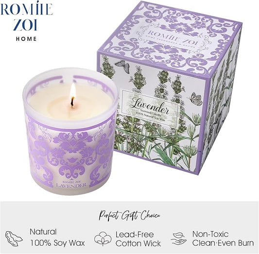 Scented Candle - Lavender - 6oz Aromatherapy Soy Wax Jar Candle for Home, Gifts for Women - 170g