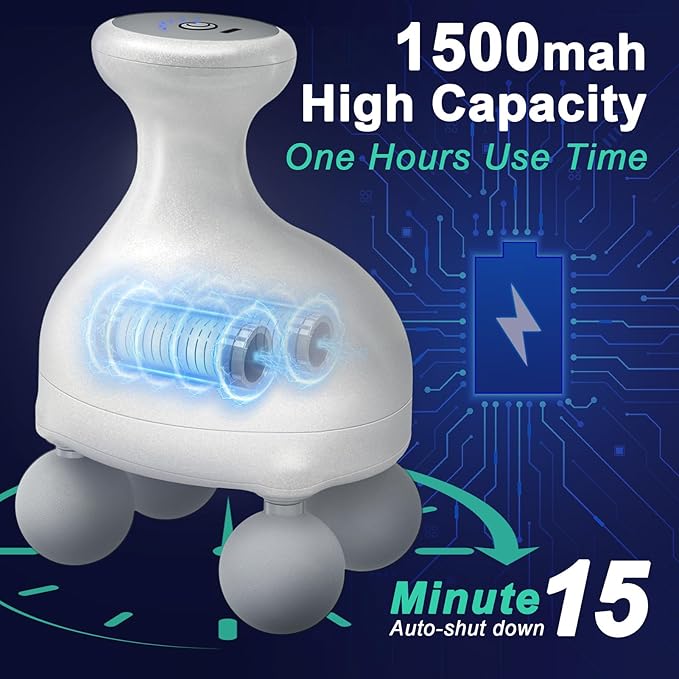 DEITY 4 Heads Handheld Massage Gun Deep Tissue, Electric Body Massager, Percussion Muscle Massager for Easing Shoulder and Back Tension, Perfect Gifts for Man Women, White