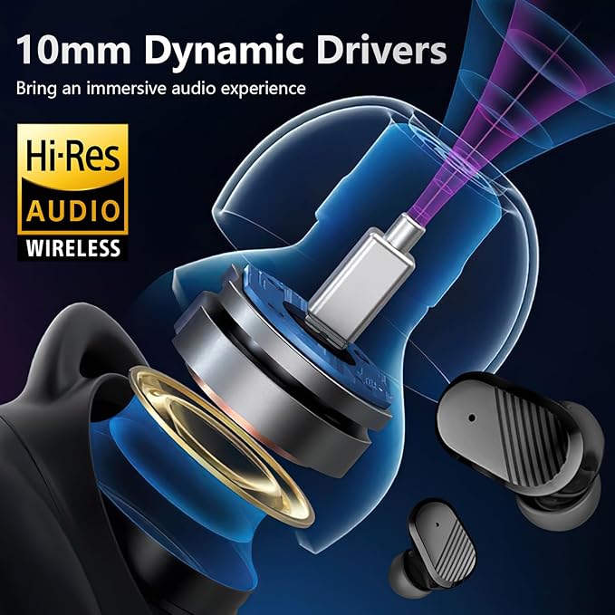 Echolabs Wireless Earbuds，Echo 2025 Edition Audio Earbuds with Bluetooth 5.2，Mini Binaural Sports Waterproof Headset (Black)