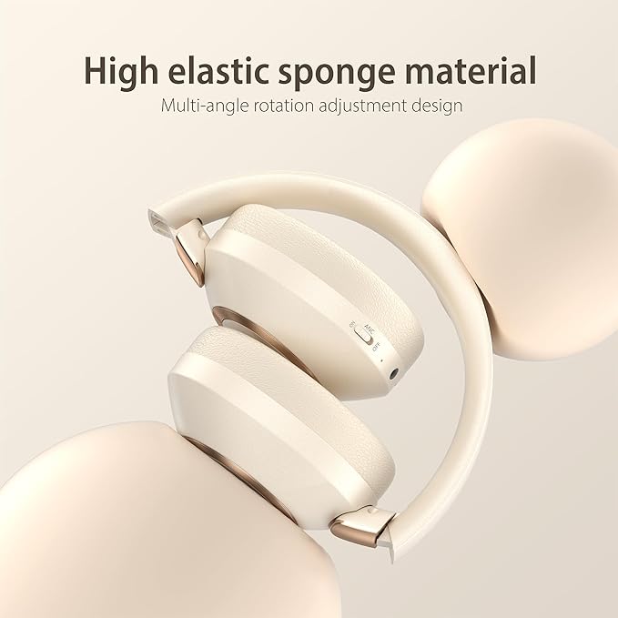 Active Noise Cancelling Headphones, 100H Playtime Headphones Wireless Bluetooth, Bluetooth Headphone with Microphone, Over- Ear Wireless Headphone with Deep Bass for Travel