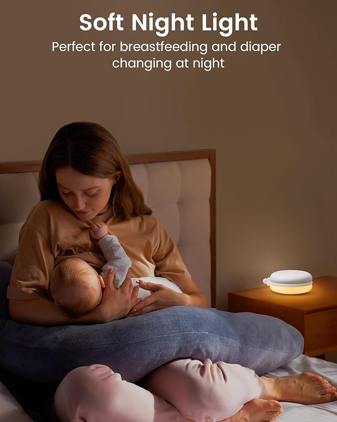 Glocusent 3-In-1 Portable Sound Machine for Baby, White Noise for Sleeping, Night Light & Phone Connected Speaker 34 Sounds Timing Function 1000mAh Large Battery Designed for Travel Deep Restful Sleep