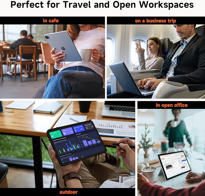 Upgrade 360° Privacy Screen Protector for iPad Air 11 inch M3 2025 & M2 2024, (iPad Air 7th/6th Generation), Magicsuction 4-Way Anti Spy Glare Blue Light Filter (Landscape+Portrait Privacy), Bubble Free/Reusable