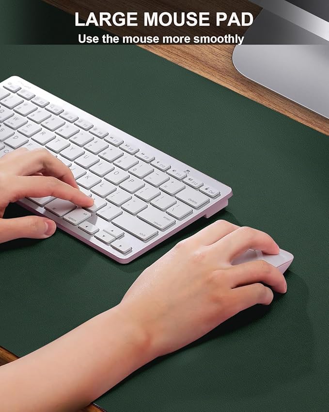 Leather Desk Protector, Non-Slip PU Laptop Mat, Waterproof Writing Pad for Office/Home (31.5"x15.7", Dark Green)