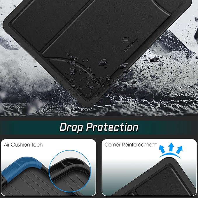 Fintie Magnetic Stand Case for iPad Air 13-inch (M3) 2025, (M2) 2024 - Multiple Angles Shockproof Rugged Soft TPU Cover with Pencil Holder, Auto Sleep/Wake, Black