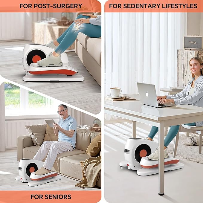 2025 New Under Desk Elliptical Machine, Electric Ellipse Leg Exerciser Pro As Seen On TV with 16 Adjustable Speed, Quiet and Fully Assembled with Remote Control & Non-Slip Foot Straps